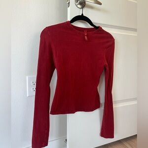 Skims Red Cotton Long Sleeve
